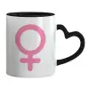 Mug heart black handle, ceramic, 330ml
