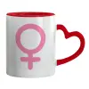 Mug heart red handle, ceramic, 330ml