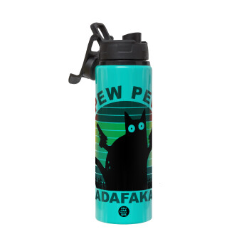 PEW PEW madafakas, Metallic water bottle with safety lid, 850ml aluminum