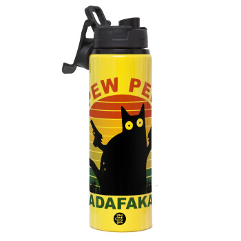 PEW PEW madafakas, Metallic water bottle with safety lid, 850ml aluminum