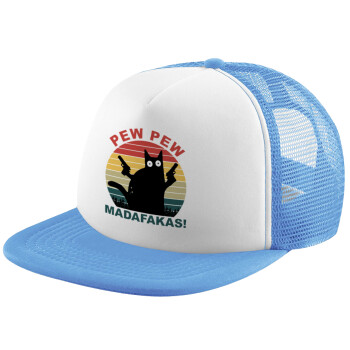 PEW PEW madafakas, Καπέλο Soft Trucker με Δίχτυ Γαλάζιο/Λευκό