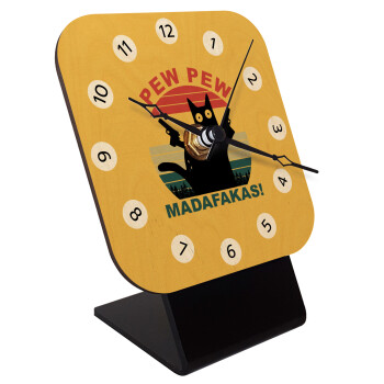 PEW PEW madafakas, Επιτραπέζιο ρολόι σε φυσικό ξύλο (10cm)
