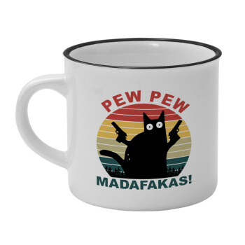 PEW PEW madafakas, Κούπα κεραμική vintage Λευκή/Μαύρη 230ml