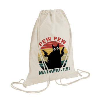PEW PEW madafakas, Τσάντα πλάτης πουγκί GYMBAG natural (28x40cm)