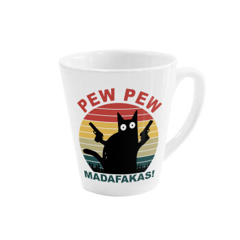 PEW PEW madafakas, Κούπα κωνική Latte Λευκή, κεραμική, 300ml