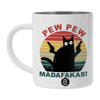 PEW PEW madafakas, BIG Mug Stainless steel double wall (450ml, White)