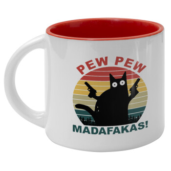 PEW PEW madafakas, Κούπα κεραμική 400ml Λευκή/Κόκκινη