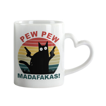 PEW PEW madafakas, Mug heart handle, ceramic, 330ml