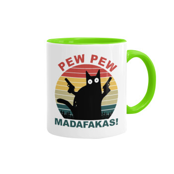 PEW PEW madafakas, Mug colored light green, ceramic, 330ml