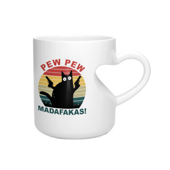 PEW PEW madafakas, Κούπα καρδιά λευκή, κεραμική, 330ml