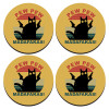 SET of 4 round wooden coasters (9cm)
