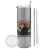 Tumbler stainless steel Silver 600ml, with metal straw & cleaning brush