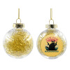 Transparent Christmas tree ball ornament with gold filling 8cm