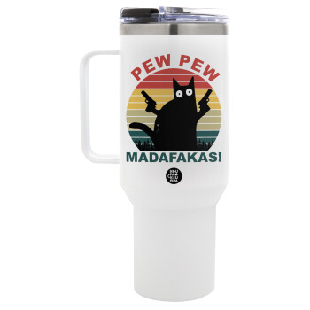 PEW PEW madafakas, Mega Tumbler με καπάκι, διπλού τοιχώματος (θερμό) 1,2L