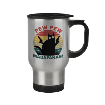 PEW PEW madafakas, Stainless steel travel mug with lid, double wall 450ml