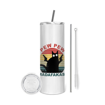PEW PEW madafakas, Tumbler stainless steel 600ml, with metal straw & cleaning brush
