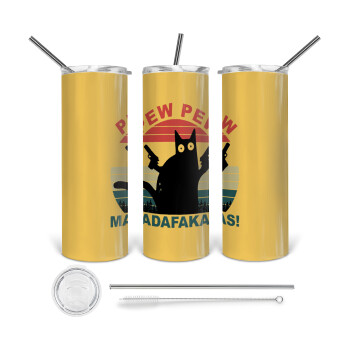 PEW PEW madafakas, Tumbler stainless steel 600ml, with metal straw & cleaning brush