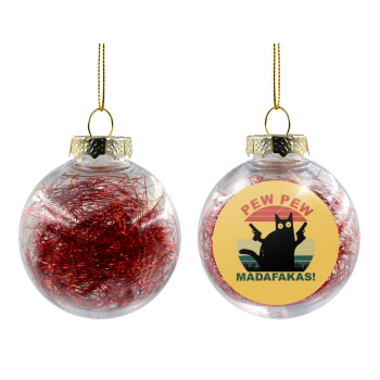 PEW PEW madafakas, Χριστουγεννιάτικη μπάλα δένδρου διάφανη με κόκκινο γέμισμα 8cm
