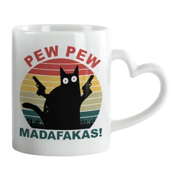 PEW PEW madafakas, Mug heart handle, ceramic, 330ml