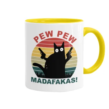 PEW PEW madafakas, Mug colored yellow, ceramic, 330ml