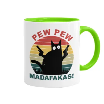 PEW PEW madafakas, Mug colored light green, ceramic, 330ml