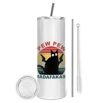 PEW PEW madafakas, Tumbler stainless steel 600ml, with metal straw & cleaning brush
