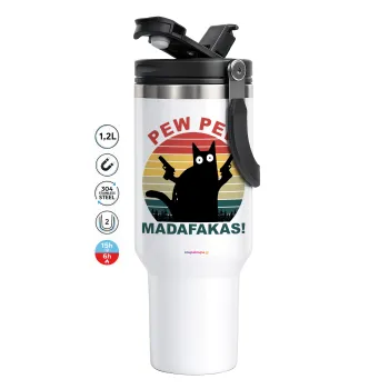 PEW PEW madafakas, Mega Tumbler με καπάκι, διπλού τοιχώματος (θερμό) 1,2L