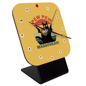 PEW PEW madafakas, Επιτραπέζιο ρολόι ξύλινο με δείκτες (10cm)