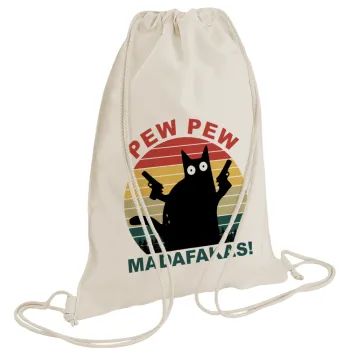 PEW PEW madafakas, Τσάντα πλάτης πουγκί GYMBAG natural (28x40cm)