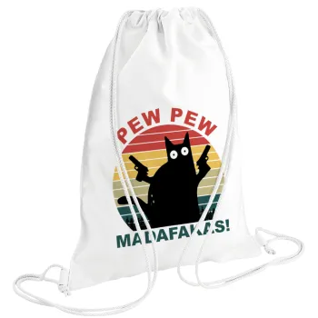 PEW PEW madafakas, Backpack pouch GYMBAG white (28x40cm)