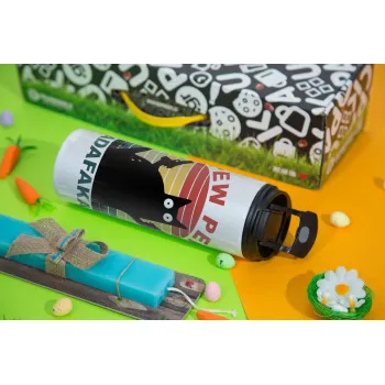 PEW PEW madafakas, Πασχαλινή Λαμπάδα με Travel Tumbler θερμό με διπλό καπάκι (600ml, BPA free) & κερί αρωματικό πλακέ (30cm) (ΤΙΡΚΟΥΑΖ)