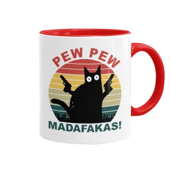 PEW PEW madafakas, Mug colored red, ceramic, 330ml