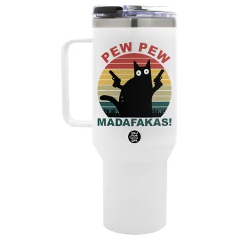 PEW PEW madafakas, Mega Tumbler με καπάκι, διπλού τοιχώματος (θερμό) 1,2L