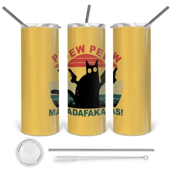 PEW PEW madafakas, Tumbler stainless steel 600ml, with metal straw & cleaning brush