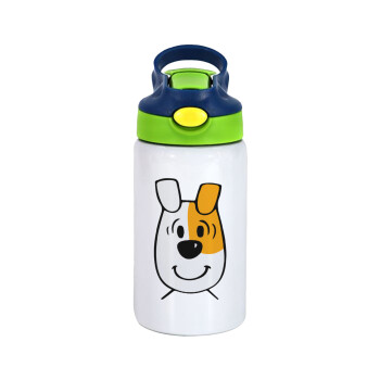 reksio bolek i lolek, Children's hot water bottle, stainless steel, with safety straw, green, blue (350ml)