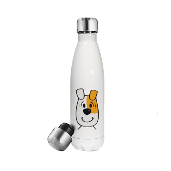 reksio bolek i lolek, Μεταλλικό παγούρι θερμός Λευκό (Stainless steel), διπλού τοιχώματος, 500ml