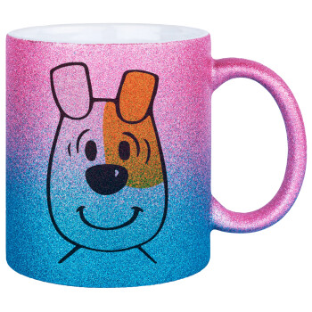 reksio bolek i lolek, Κούπα Χρυσή/Μπλε Glitter, κεραμική, 330ml