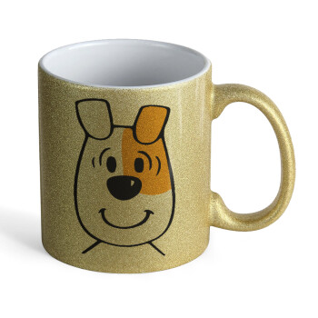 reksio bolek i lolek, Κούπα Χρυσή Glitter που γυαλίζει, κεραμική, 330ml