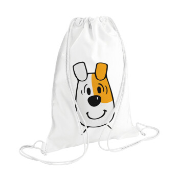 reksio bolek i lolek, Τσάντα πλάτης πουγκί GYMBAG λευκή (28x40cm)