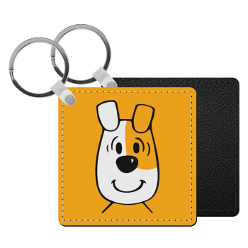 reksio bolek i lolek, Μπρελόκ Δερματίνη, τετράγωνο ΜΑΥΡΟ (5x5cm)