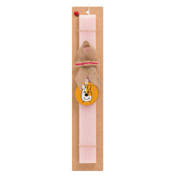 reksio bolek i lolek, Easter Set, wooden keychain & scented flat Easter candle (30cm) (PINK)