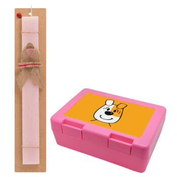 reksio bolek i lolek, Easter Set, children's snack container PINK & scented flat Easter candle (30cm) (PINK)