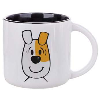 reksio bolek i lolek, Κούπα κεραμική 400ml Λευκή/Μαύρη