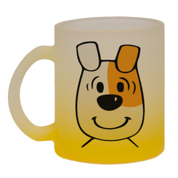 reksio bolek i lolek, Κούπα γυάλινη δίχρωμη με βάση το κίτρινο ματ, 330ml