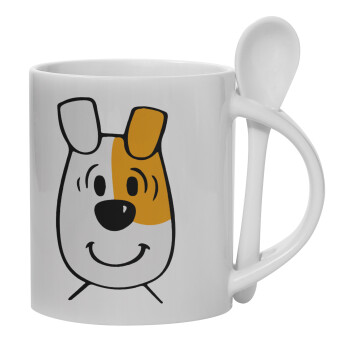 reksio bolek i lolek, Ceramic coffee mug with Spoon, 330ml (1pcs)