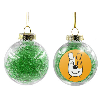 reksio bolek i lolek, Χριστουγεννιάτικη μπάλα δένδρου διάφανη με πράσινο γέμισμα 8cm