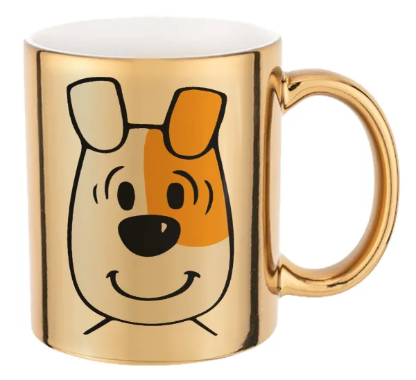 reksio bolek i lolek — Mug ceramic, gold mirror, 330ml
