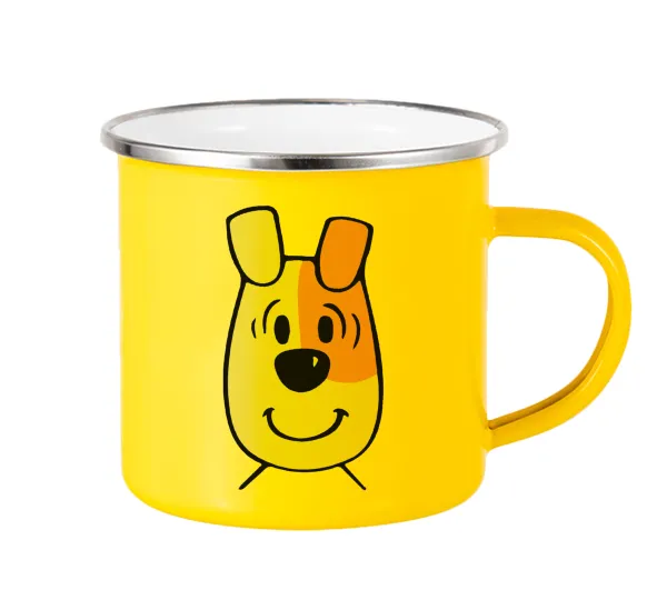 reksio bolek i lolek — Yellow Enamel Metallic Cup 360ml