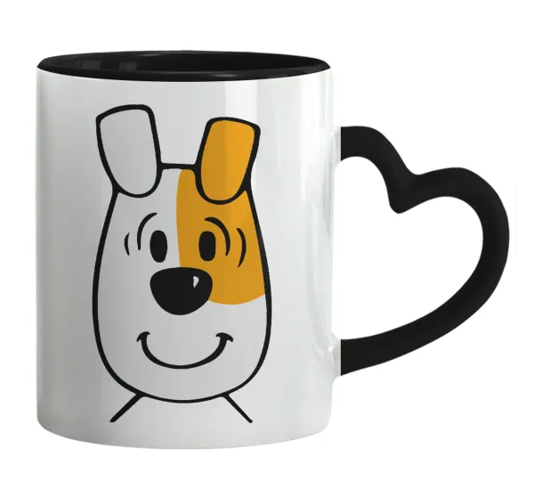 reksio bolek i lolek — Mug heart black handle, ceramic, 330ml