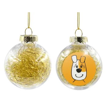 reksio bolek i lolek, Transparent Christmas tree ball ornament with gold filling 8cm